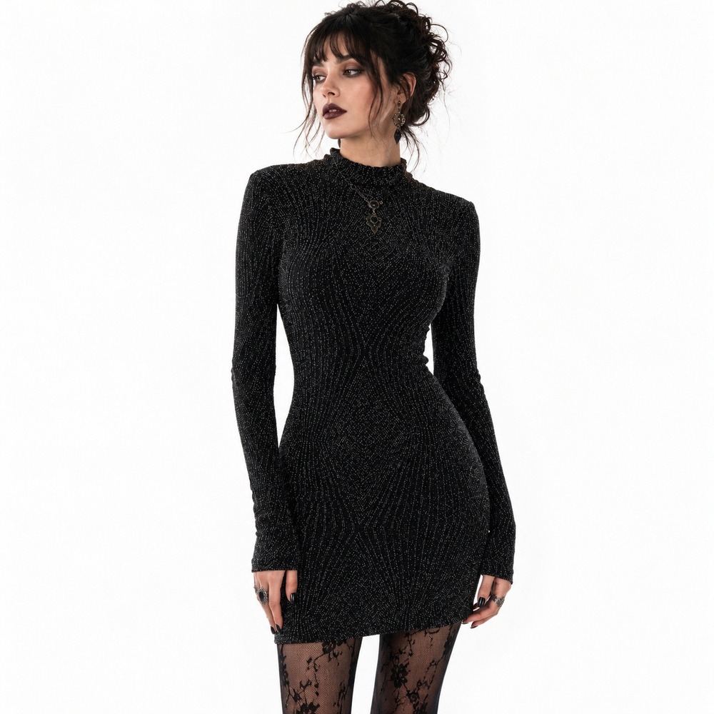 Windsor Black Glitter Dress Size XS Sexy Dark Fairy Vampire Romantic Goth